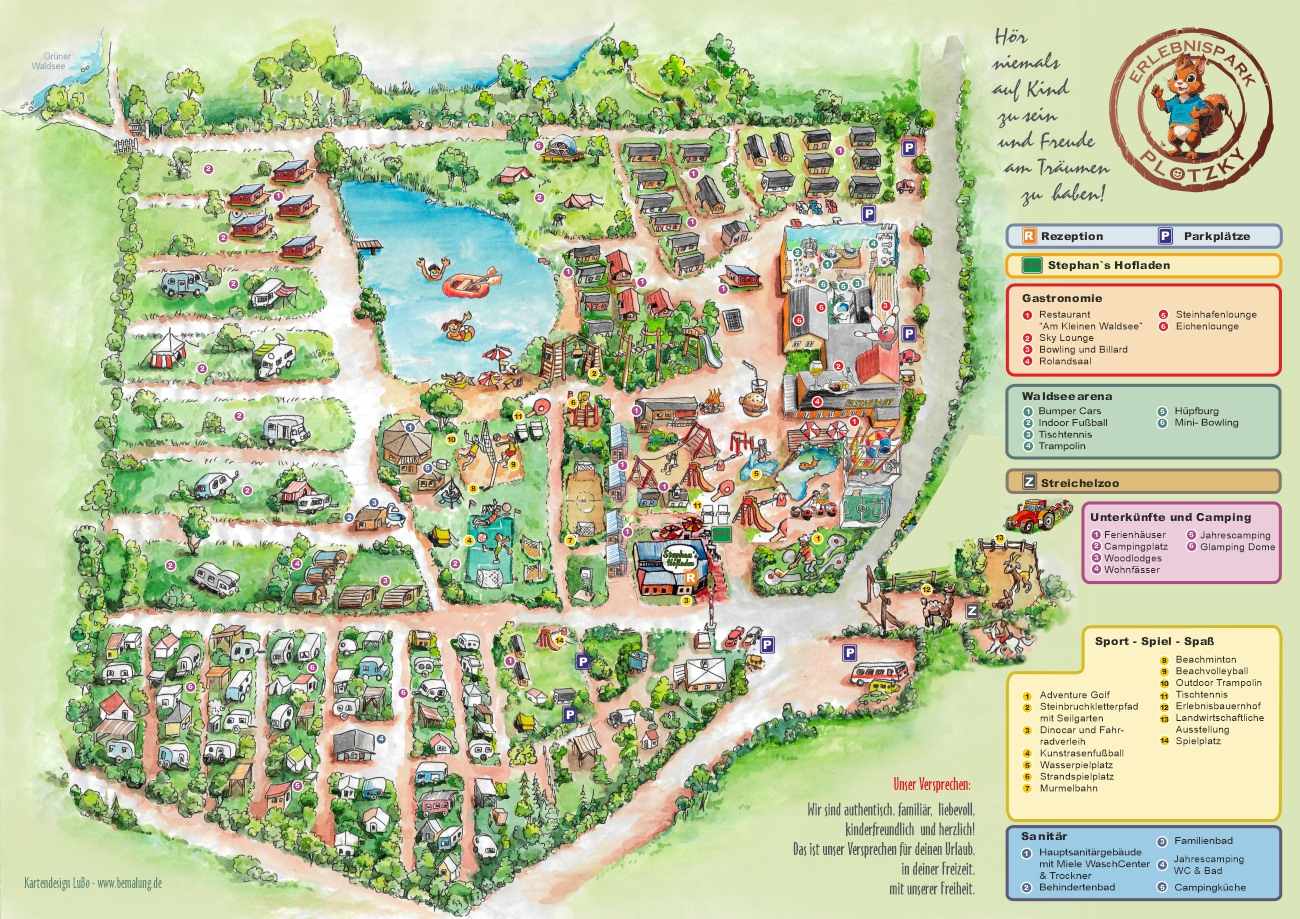 gemalter Übersichtsplan vom Erlebnispark